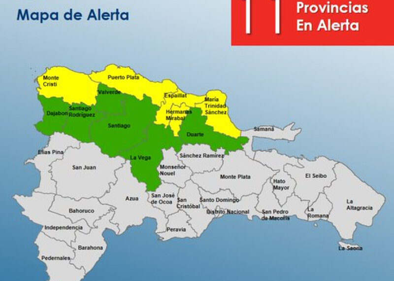 5 provincias en alerta amarilla por lluvias